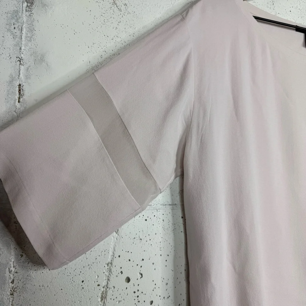 Eileen Fisher Silky Boxy Fit Mesh Arm Panel Crepe Like Top Blouse Medium - Picture 5 of 10